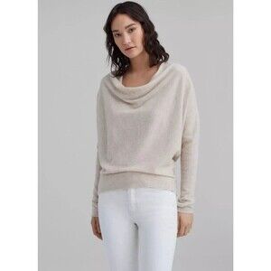 Club Monaco Cashmere Sweater Cowl Neck, 100% Cash. Light Beige Color Sz Womens L